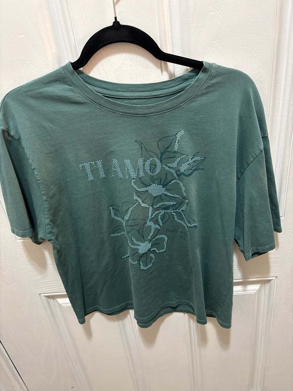 House of Cotton Ti Amo Floral Graphic T-Shirt Green Size L